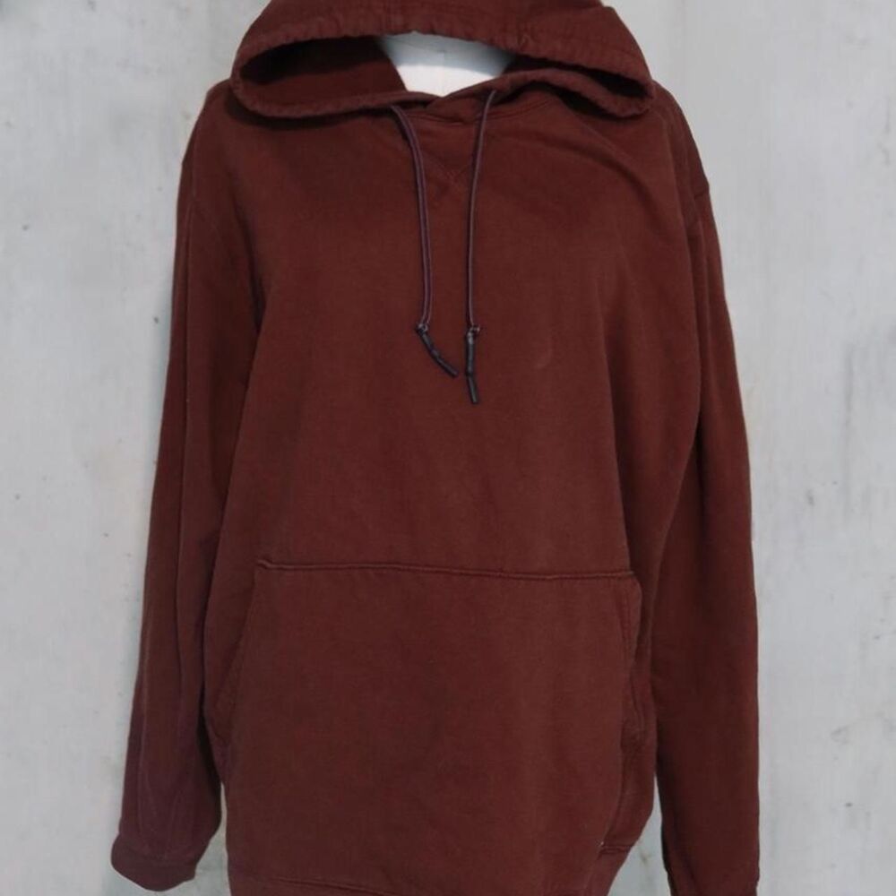 Eddie-bauer Men's Brown and Burgundy Hoodie